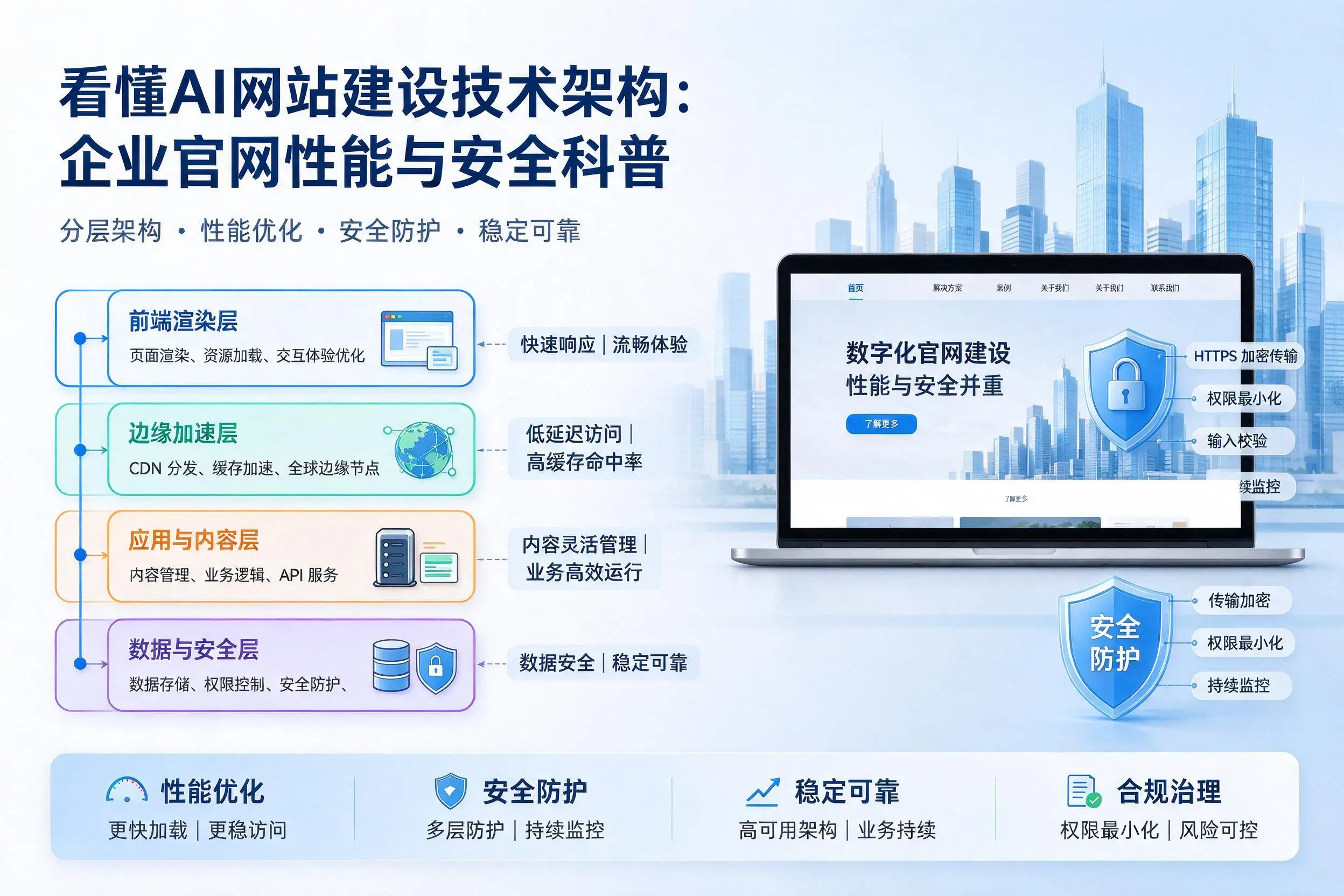 看懂AI网站建设技术架构:资阳企业官网性能与安全科普