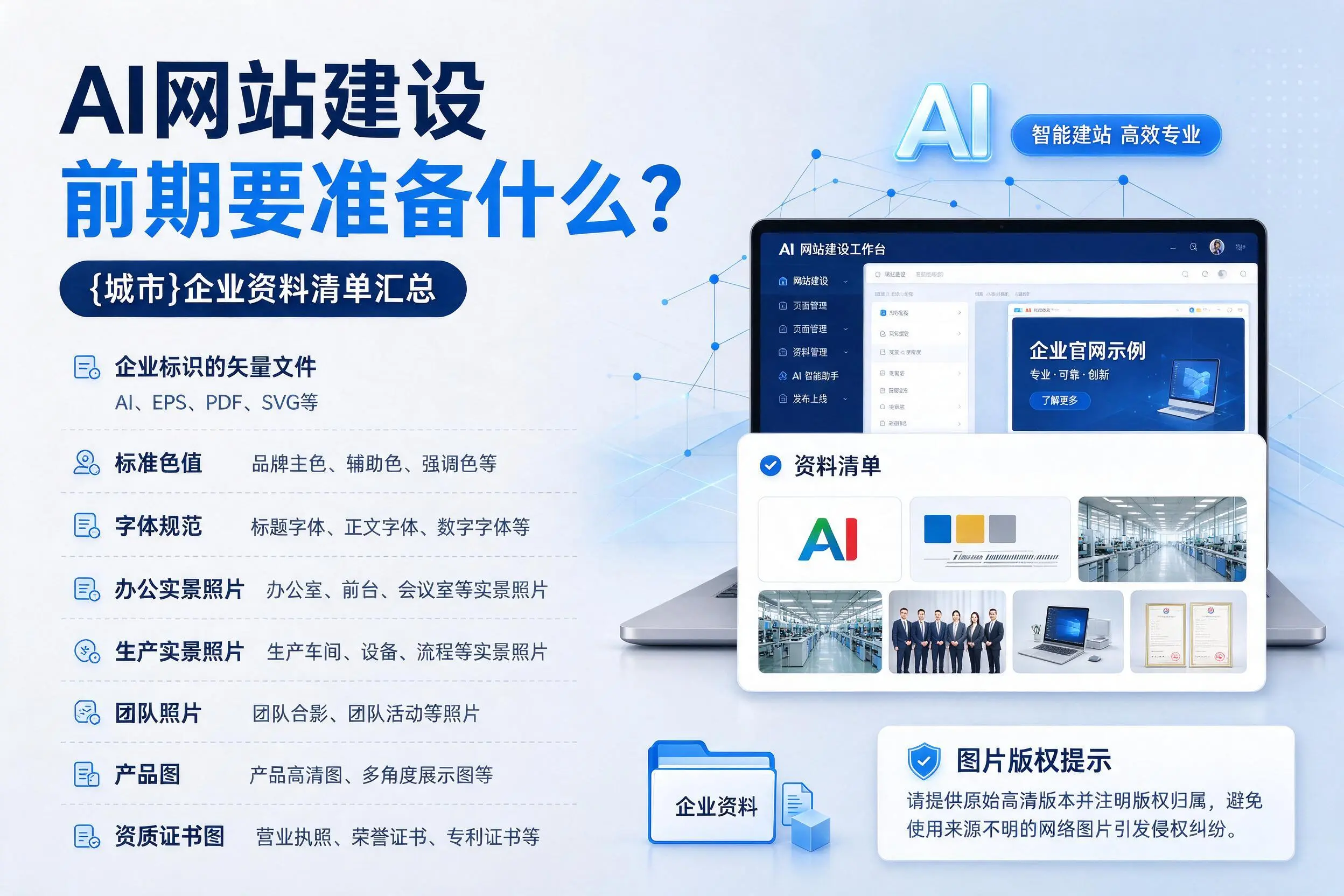 AI网站建设前期要准备什么?资阳企业资料清单汇总